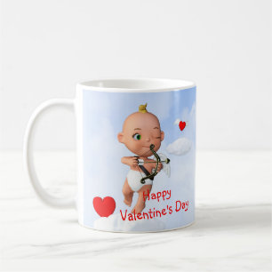 Toon Baby Cupid Flying with a Bow and Arrow Coffee Mug