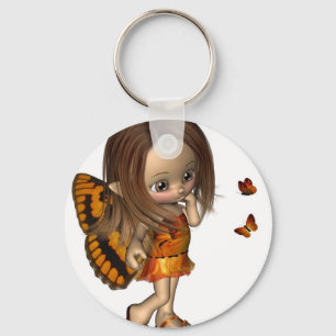 Toon Butterfly Fairy - Orange Keychain