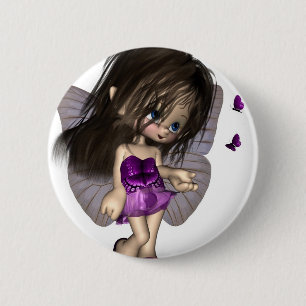 Toon Butterfly Fairy - Purple 2 Inch Round Button