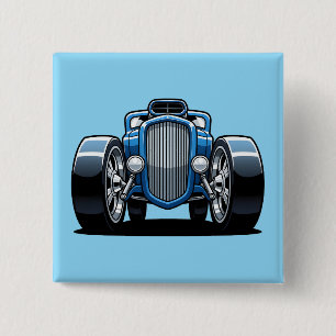 Toon Hotrod Art 2 Inch Square Button