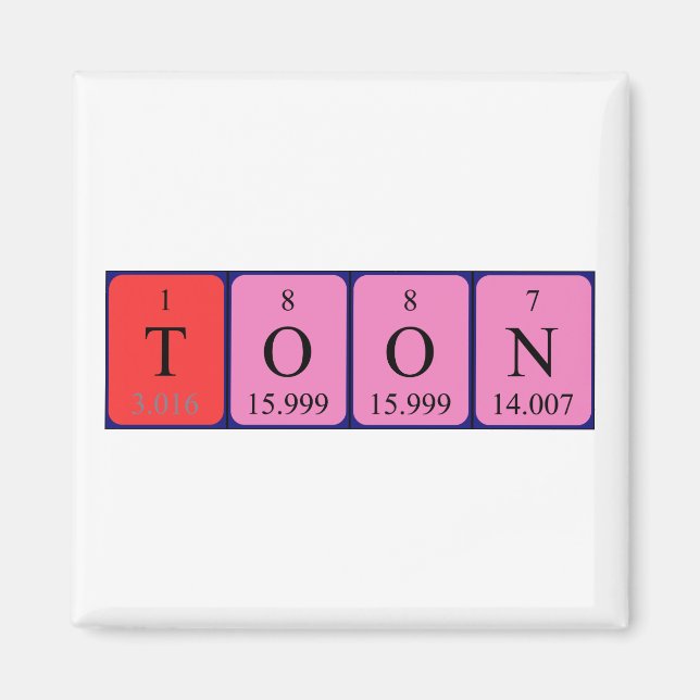 Toon periodic table name magnet (Front)