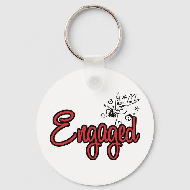 ToonDoveEngagedRed Keychain (Front)
