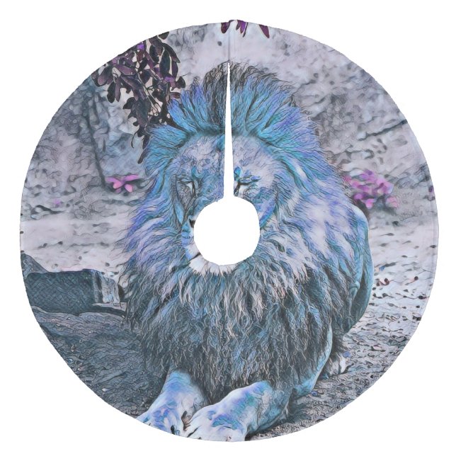 Toony lion blue fleece tree skirt (Front)