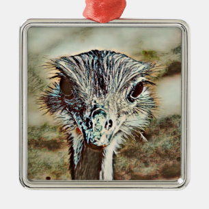 toony ostrich metal ornament