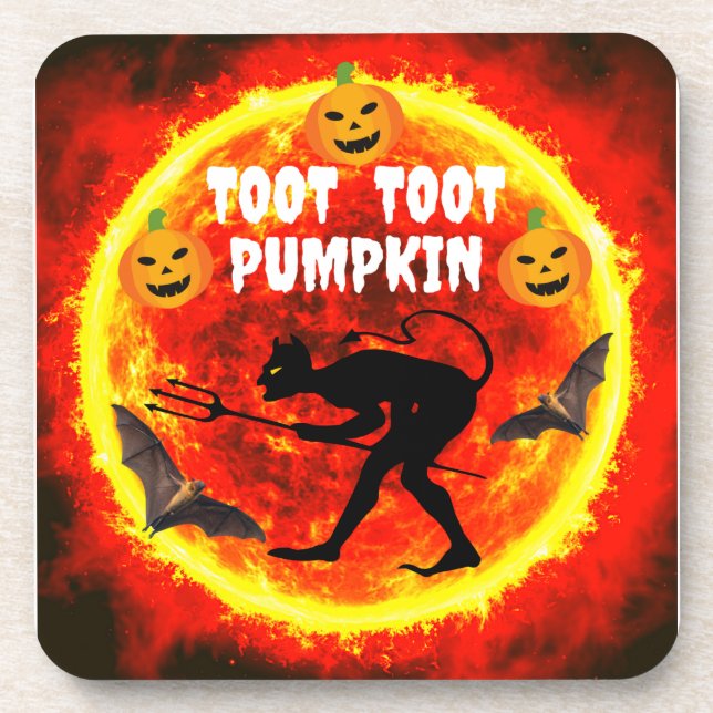 Toot Toot Pumpkin...Scary Halloween Drink Coasters (Front)