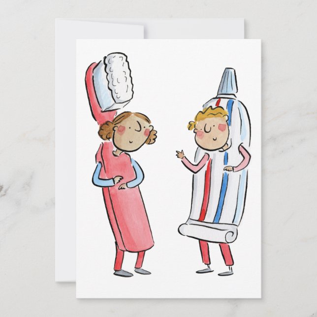 Tootbrush and Toothpaste Invitation (Front)