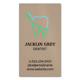 Tooth and Brush Logo Magnetic Business Card