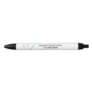 Tooth and Toothbrush Dental Design Black Ink Pen