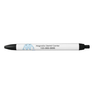 Tooth and Toothbrush Dental Design Black Ink Pen