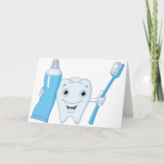 Tooth And Toothbrush Greeting Cards (Front)