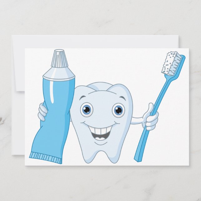 Tooth And Toothbrush Invitations (Front)