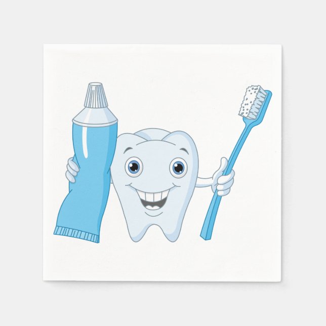 Tooth And Toothbrush Paper Napkins (Front)