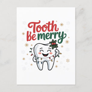 Tooth Be Merry Funny Dental Dentist Christmas Announcement Postcard