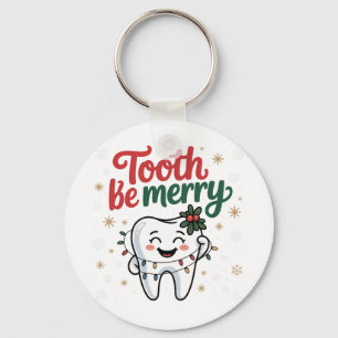 Tooth Be Merry Funny Dental Dentist Christmas Keychain