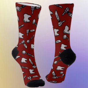 Tooth Be Told Burgundy Dental Crew Socks