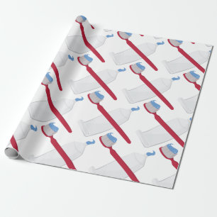 Tooth Brush And Paste Wrapping Paper