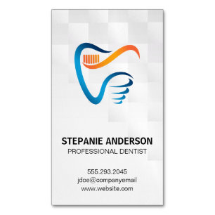 Tooth Brush and Tooth Logo   Dental Magnetic Business Card