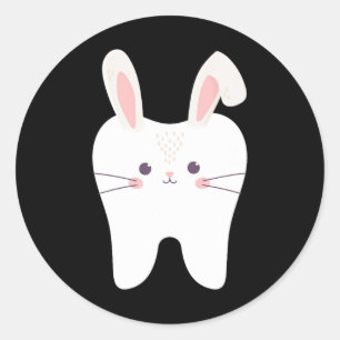 Tooth Bunny Dentist Easter Dental Istant Easter Da Classic Round Sticker