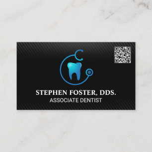 Tooth Doctor Logo   QR Code   Black Pattern Business Card