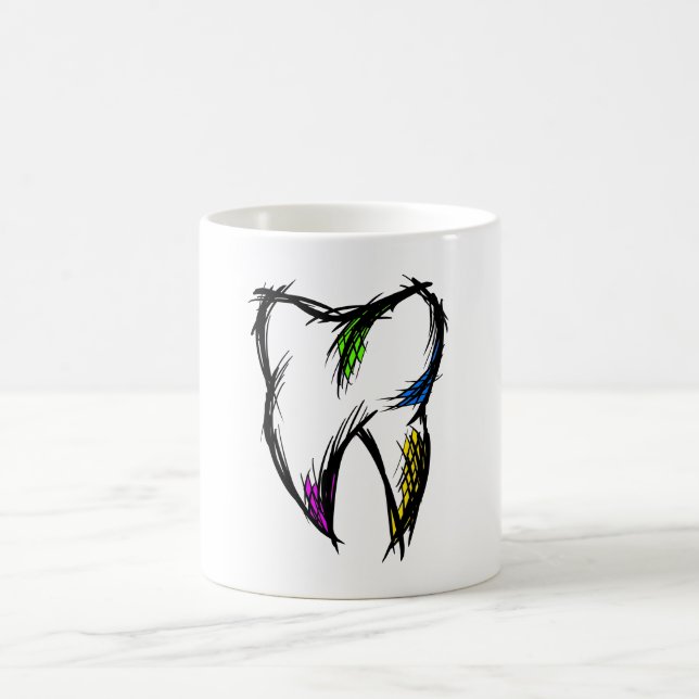 Tooth Drawing. Dentist Dental practice Client Gift Coffee Mug (Center)