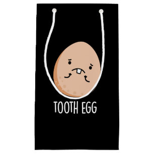 Tooth Egg Funny Dental Toothache Pun Dark BG Small Gift Bag