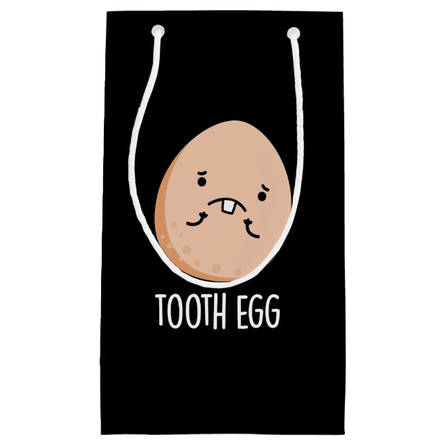 Tooth Egg Funny Dental Toothache Pun Dark BG Small Gift Bag (Front)