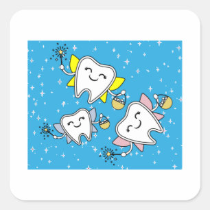 Tooth Fairy Dentist Lost Milk Tooth Square Sticker