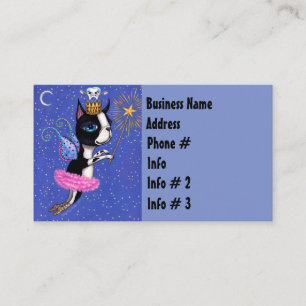 Tooth Fairy Dog Boston Terrier Pink Tutu Crown Business Card