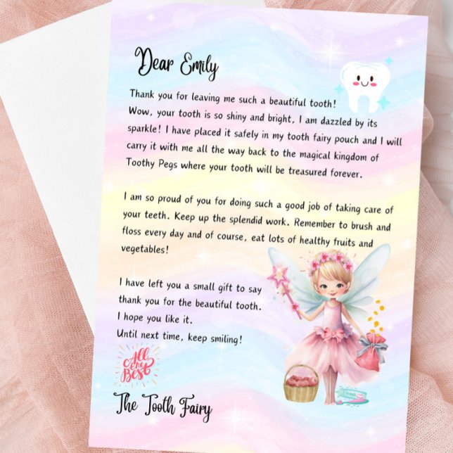 Tooth Fairy Letter Personalized Magical Keepsake Invitation (Personalized Tooth Fairy Letter Download or Made To Order)
