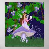 Tooth Fairy Princess on Purple Mushroom Poster