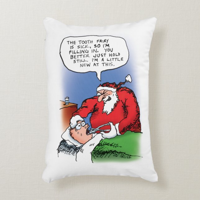 Tooth Fairy Santa Funny Christmas Cartoon Accent Pillow (Front(Vertical))