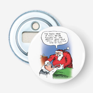 Tooth Fairy Santa Funny Christmas Cartoon Bottle Opener