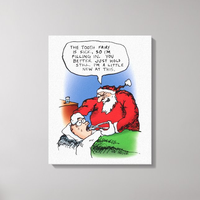 Tooth Fairy Santa Funny Christmas Cartoon Canvas Print (Front)