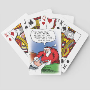 Tooth Fairy Santa Funny Christmas Cartoon Playing Cards