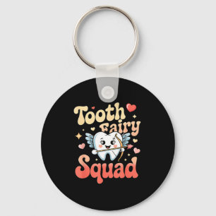 Tooth Fairy Squad Cute Cud Tooth Retro Dental Humo Keychain