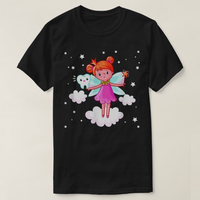 Tooth Fairy With Magic Wand Imaginary Being Fictio T-Shirt (Design Front)