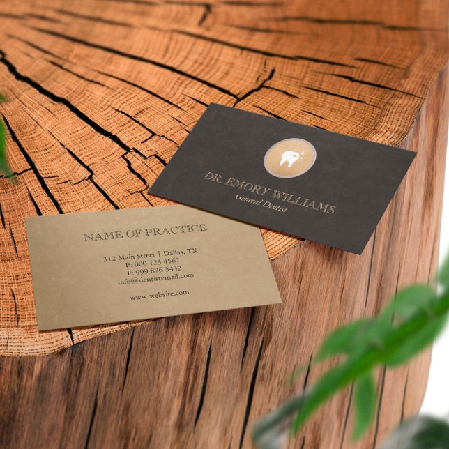 Tooth | Gold & Silver Elegant Dental Business Card (Creator Uploaded)