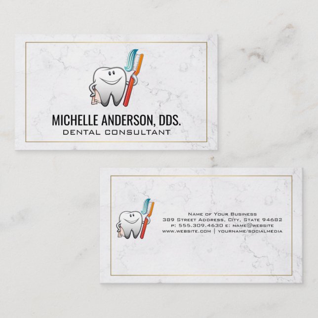 Tooth Holding Tooth Brush | Dental Business Card (Front/Back)