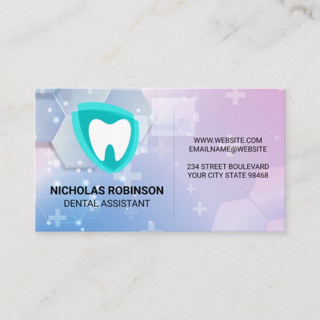 Tooth Logo | Medicine Background Business Card (Front)