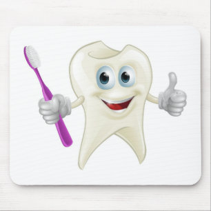 Tooth man holding a toothbrush mouse pad