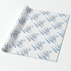 Tooth Mascot Character Wrapping Paper