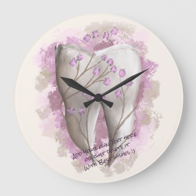 Tooth Painting. Dentist, Dental Assistant Template Large Clock (Front)