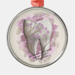 Tooth Painting. Dentist, Dental Assistant Template Metal Ornament