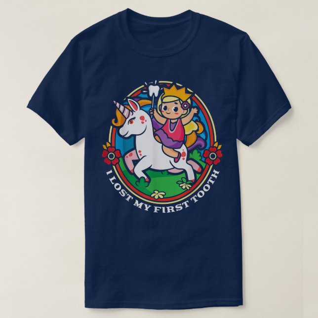 Tooth Rainbow Dentist Unicorn Lover Cute Princess  T-Shirt (Design Front)