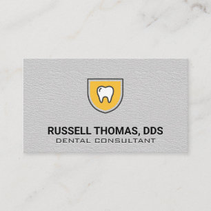 Tooth Shield Logo Leather Texture Business Card