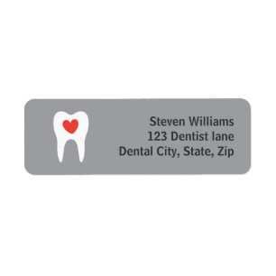 Tooth silhouette love heart return address labels