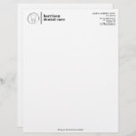 Tooth Sketch Logo Black/White Dentist Letterhead<br><div class="desc">A drawing of a tooth encased in a circle creates a unique logo and identity on this creative letterhead template for dentists and dental professionals. Original art and design © 1201AM Design Studio | www.1201am, com</div>