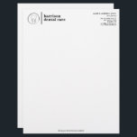 Tooth Sketch Logo Black/White Dentist Letterhead<br><div class="desc">A drawing of a tooth encased in a circle creates a unique logo and identity on this creative letterhead template for dentists and dental professionals. Original art and design © 1201AM Design Studio | www.1201am, com</div>
