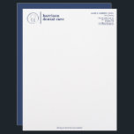 Tooth Sketch Logo White/Blue Dentist Letterhead<br><div class="desc">A drawing of a tooth encased in a circle creates a unique logo and identity on this creative letterhead template for dentists and dental professionals. Original art and design © 1201AM Design Studio | www.1201am, com</div>