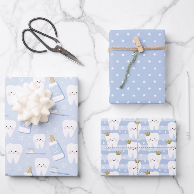 Tooth Wrapping Paper Flat Sheet Set of 3 (Front)